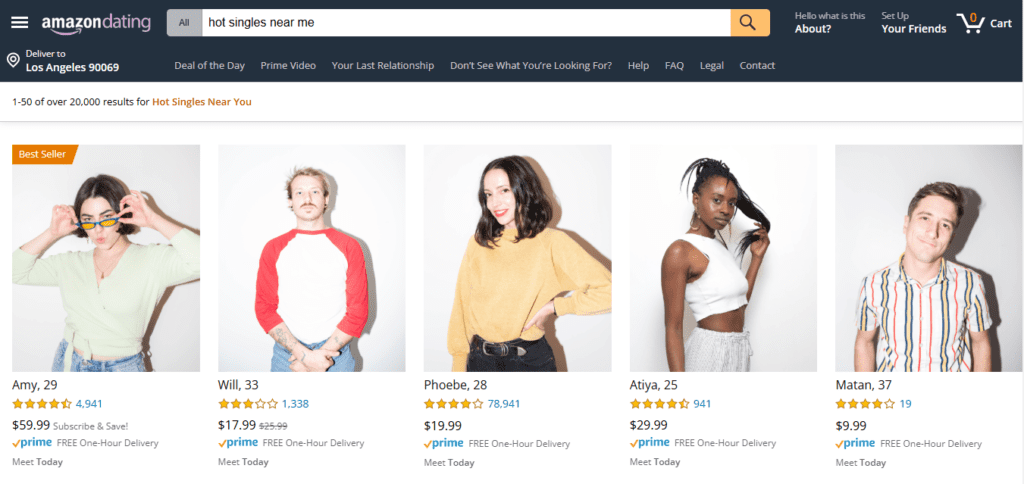 Screenshot of Homepage of Official Website of Amazon Dating
