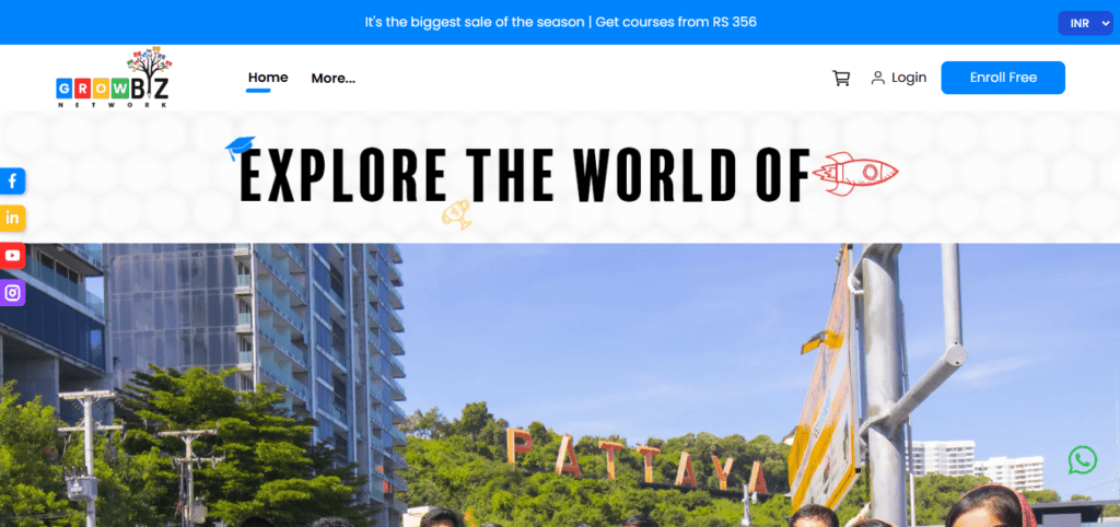 Screenshot of Homepage of Official Website of GrowBiz Network