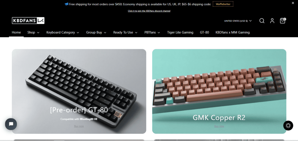 Screenshot of Homepage of Official Website of KBDFans